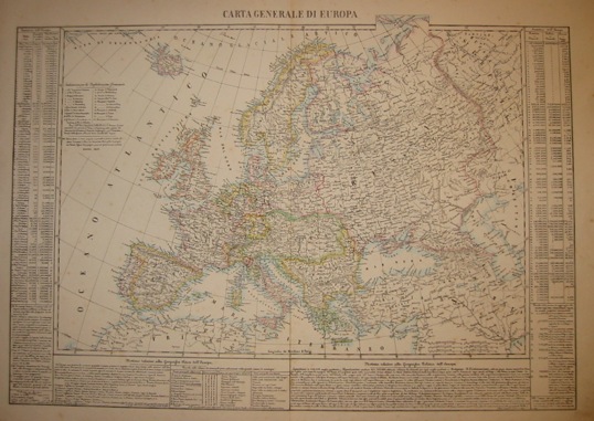 Marzolla Benedetto Carta generale di Europa 1854 Napoli
